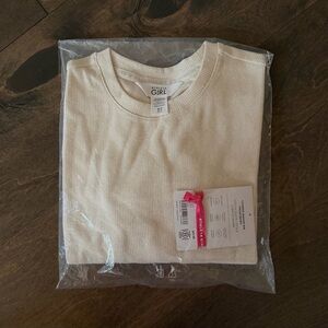 Athleta Girl Cream Ribbed Top